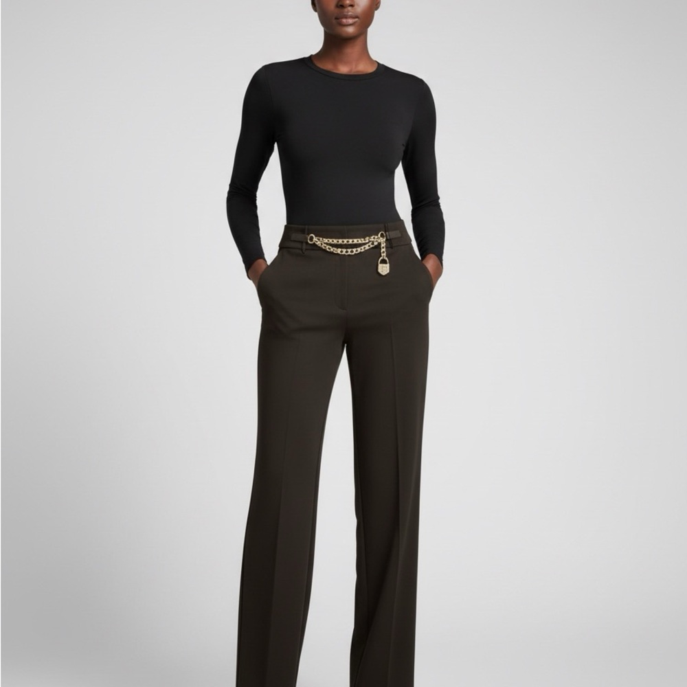 Ralph Lauren Black Pants with Gold Chain Accent